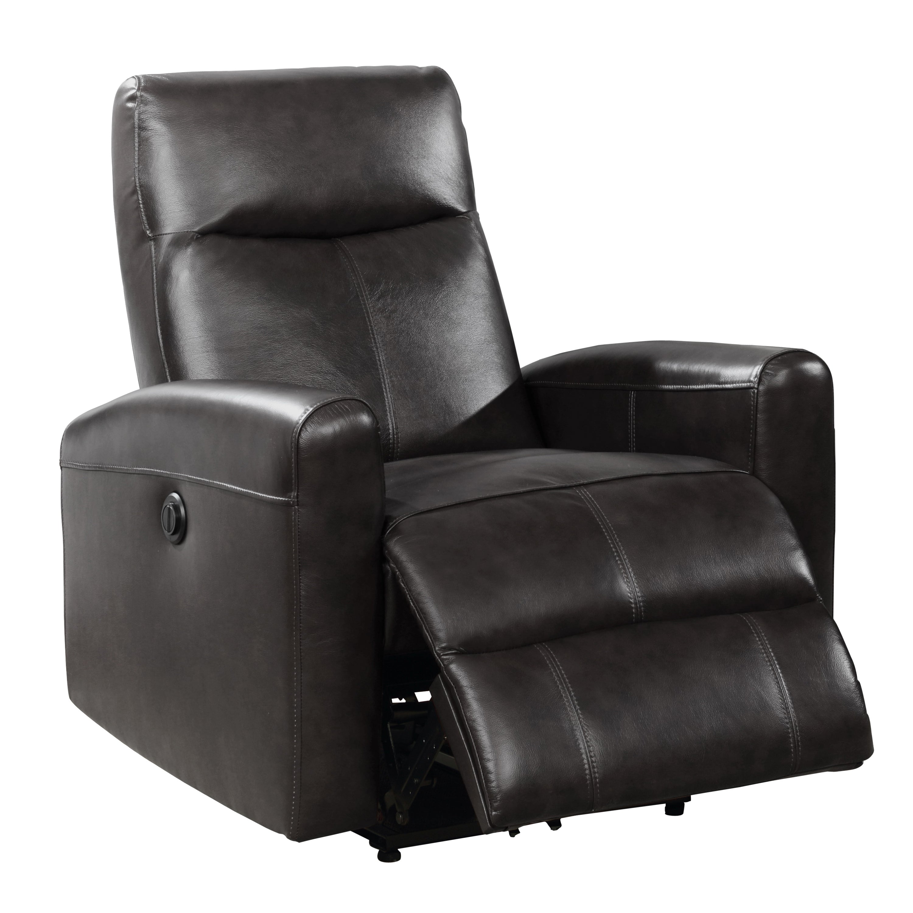 Eli Collection Contemporary Leather Upholstered Living Room Electric Recliner Power Chair, Black