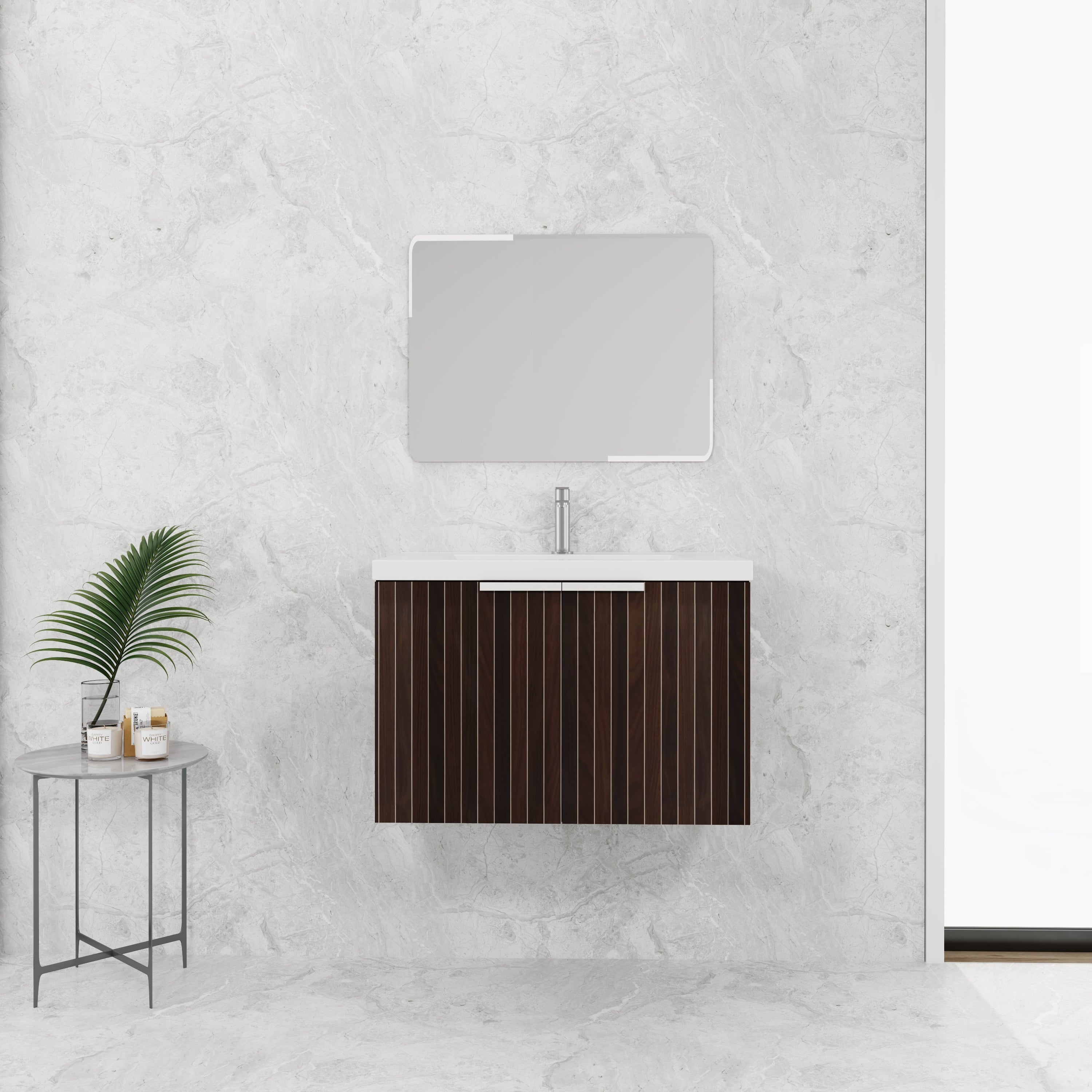 30 Inch Bathroom Vanity With Resin Sink,Soft Close Doors,Float Mounting Design