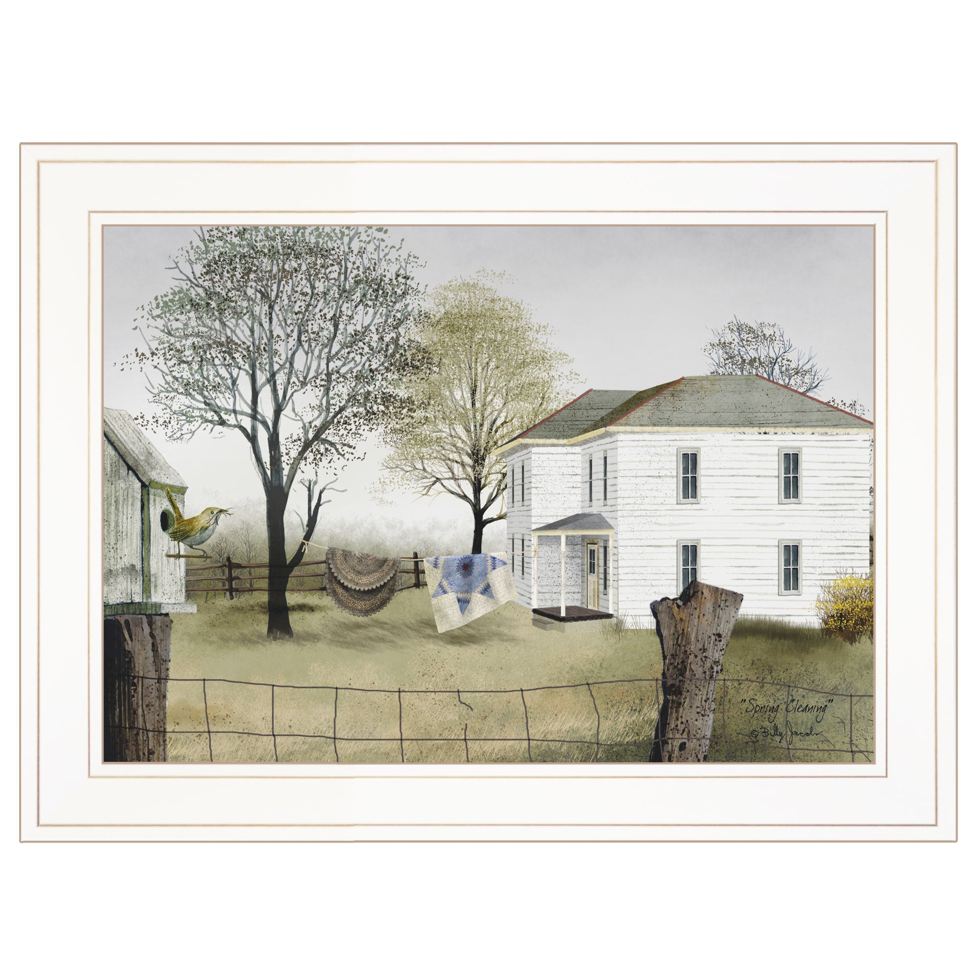 'Spring Cleaning' by Billy Jacobs, Ready to Hang Framed Print, White Frame