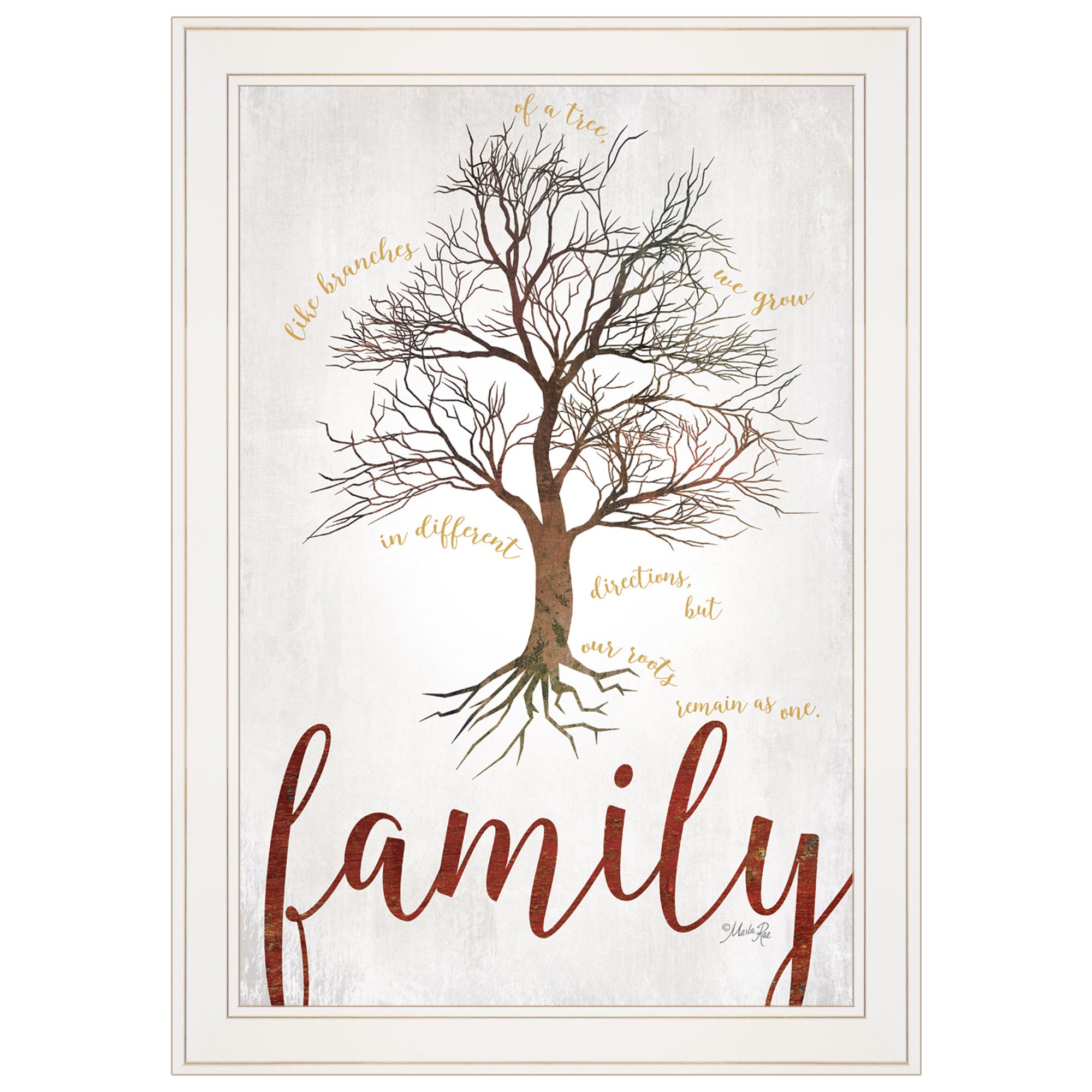 'Family Tree' by Marla Rae, Ready to Hang Framed print, White Frame