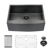 Gunmetal Black Farmhouse Sink 27 Inch Stainless Steel Apron Front Kitchen Sink
