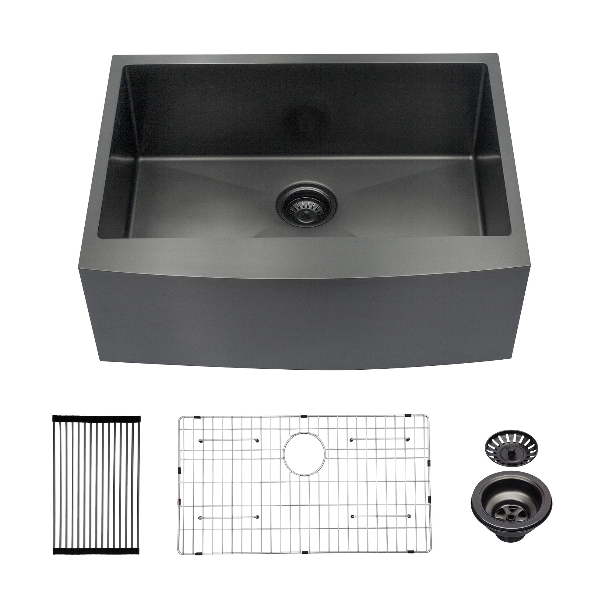 Gunmetal Black Farmhouse Sink 27 Inch Stainless Steel Apron Front Kitchen Sink
