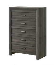 1pc Rustic Contemporary Chest Five Storage Drawers Rustic Gray Finish Bedroom Wooden Furniture