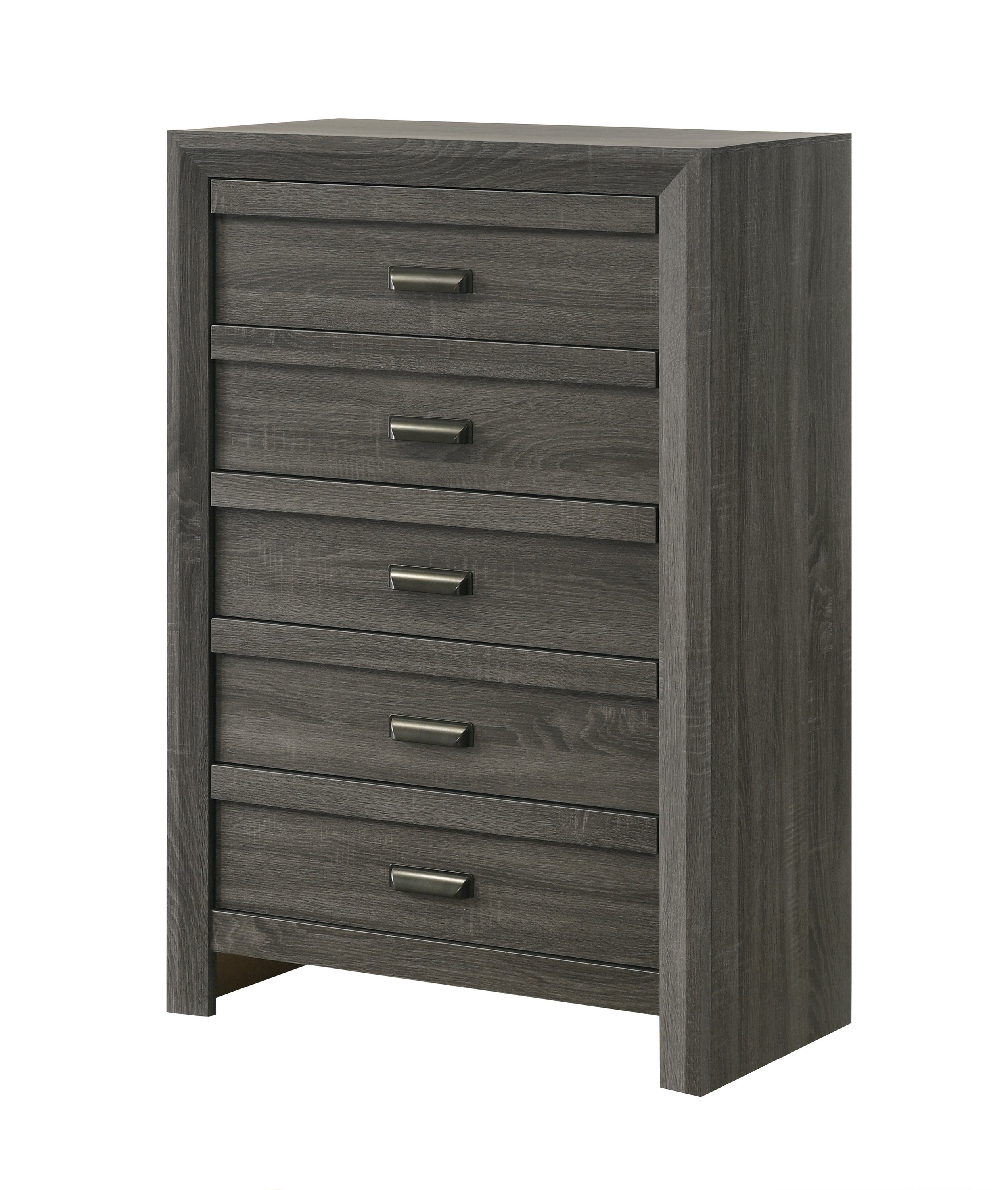 1pc Rustic Contemporary Chest Five Storage Drawers Rustic Gray Finish Bedroom Wooden Furniture