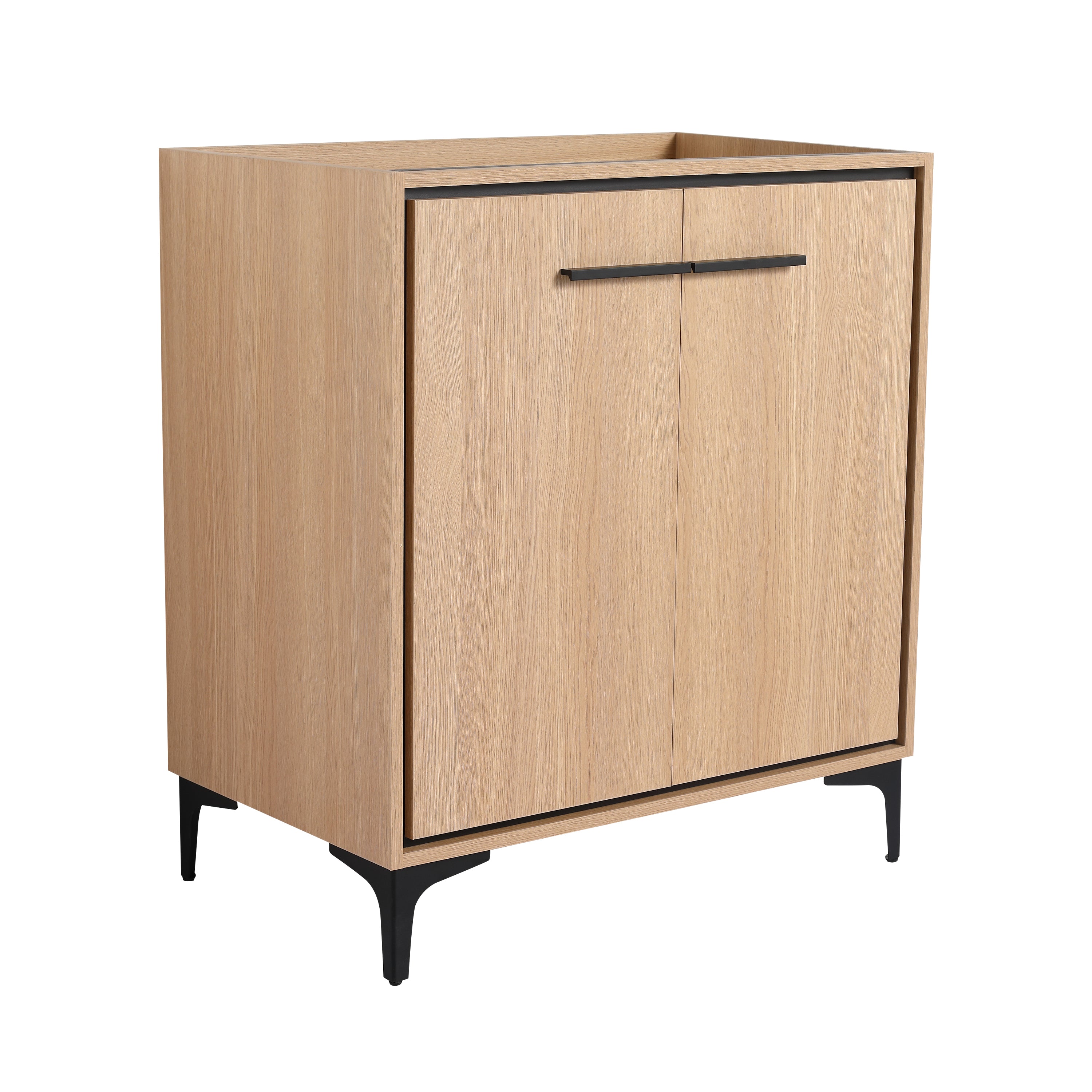 Oak Finish Bathroom Vanity Base with Storage Cabinet, Engineering Wood, 30 Inch