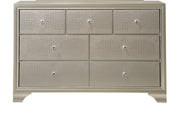 1pc Modern Glam Style Champagne Finish Glam Seven Drawer Dresser Embossed Crocodile Pattern Wooden Bedroom Furniture