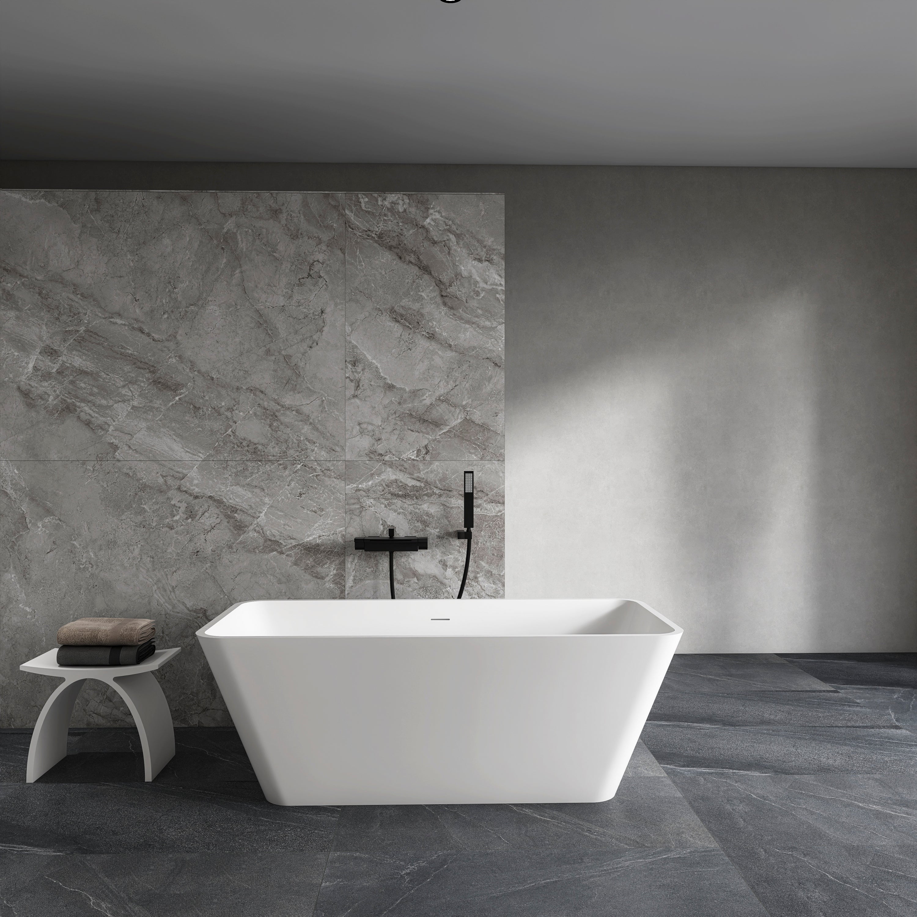 67 inch freestanding solid surface soaking bathtub for bathroom