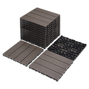 9 PCS 23.4 lb heavy-duty & recyclable Wood-Plastic DIY Interlocking Deck Tiles 12' x 12'- Waterproof Outdoor and Indoor Flooring for Patio, Balcony, Porch, Backyard, Bedroom (Coffee)