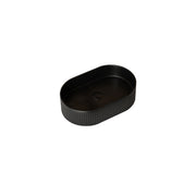 20'' Bathroom Sink, Oval Striped Vessel Ceramic Basin without Faucet, NO Cabinet, Black