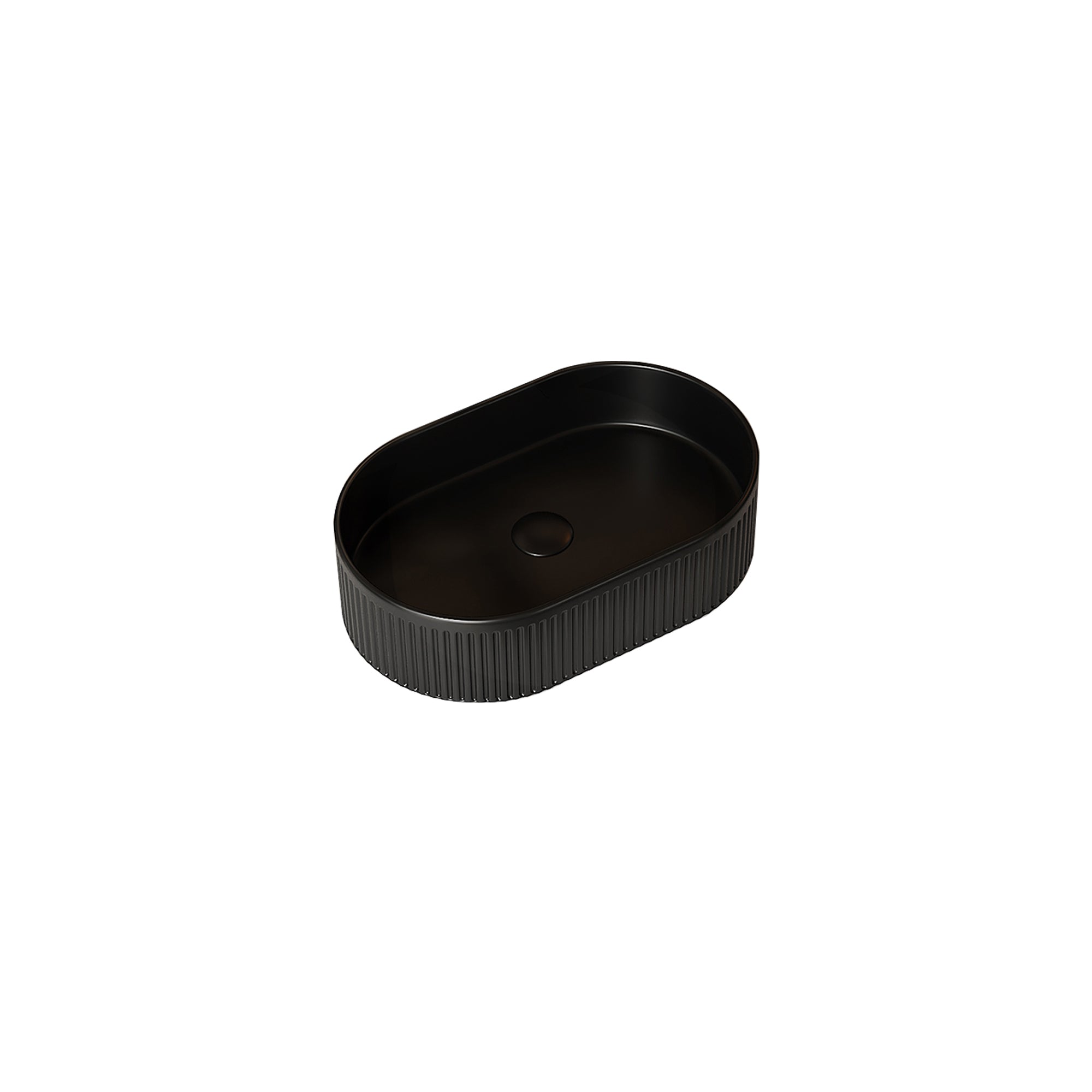 20'' Bathroom Sink, Oval Striped Vessel Ceramic Basin without Faucet, NO Cabinet, Black