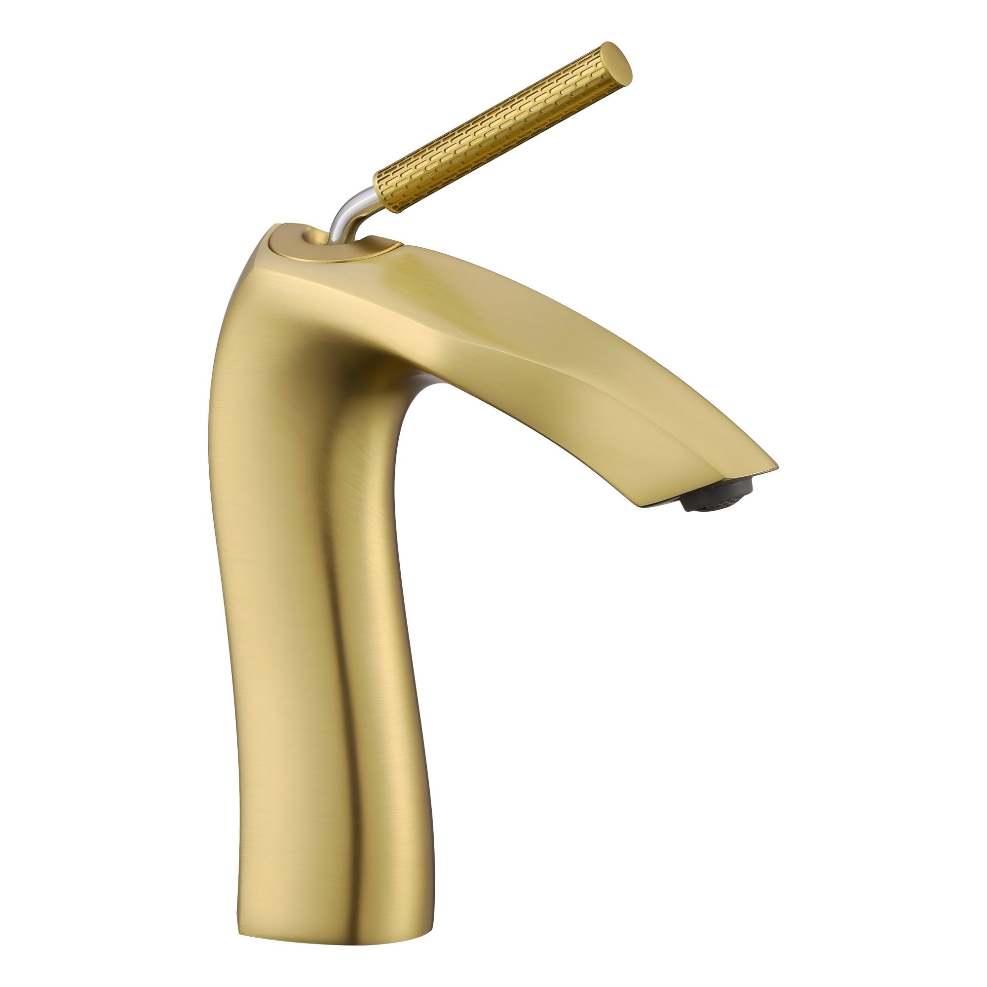 Contemporary Brushed Gold Single Handle Lavatory Basin Faucet in Durable Brass