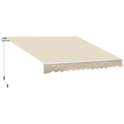 Outsunny Retractable Awning Patio Sun Shade Shelter with Manual Crank, Cream White, Aluminum Frame, 12' x 8'