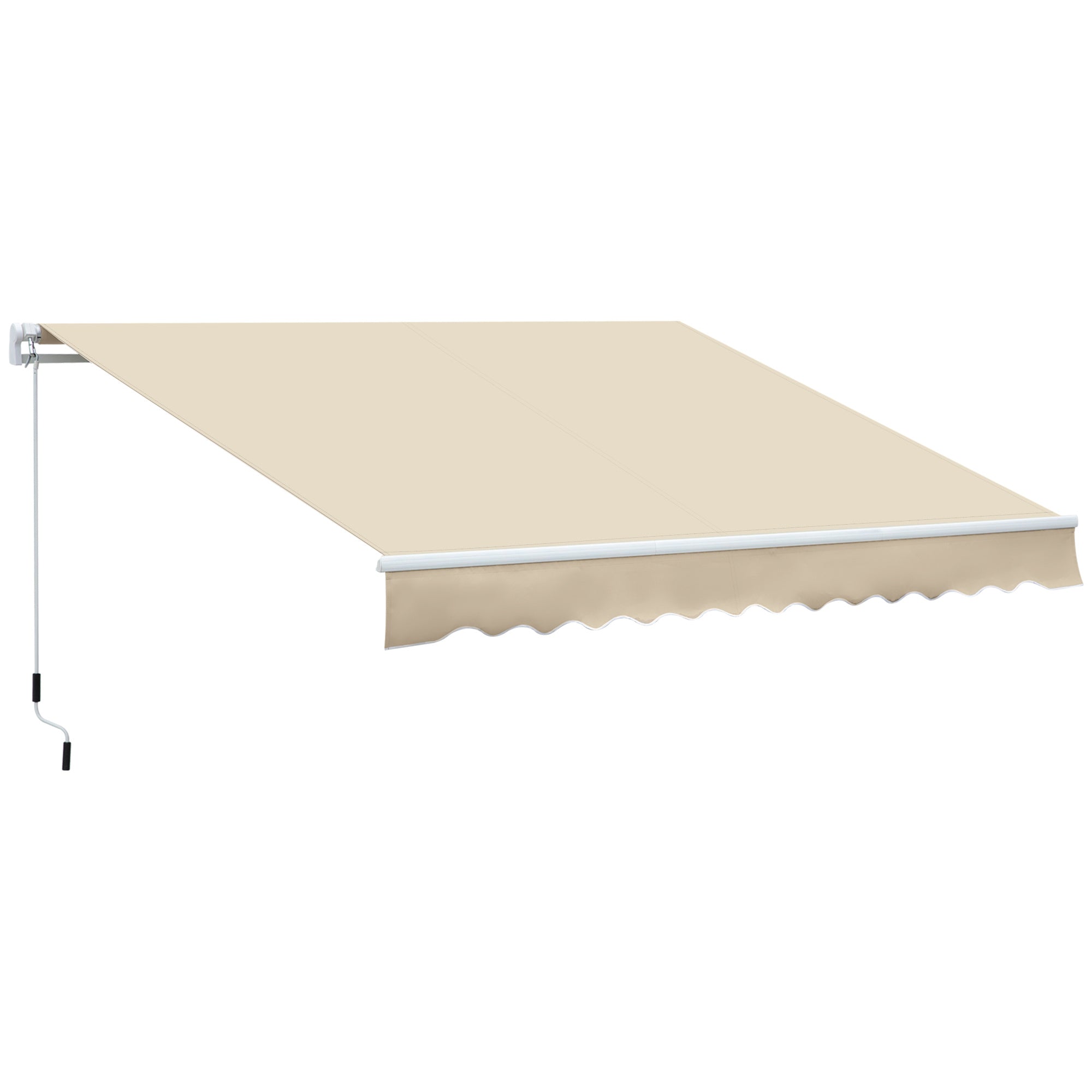 Outsunny Retractable Awning Patio Sun Shade Shelter with Manual Crank, Cream White, Aluminum Frame, 12' x 8'