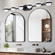 43' Black Minimalist LED Bathroom Vanity Light with Crystal Sand Acrylic Shades,6-Light Wall Mounted Decorative Lighting Fixture, Suitable for Bathroom Vanity Mirror