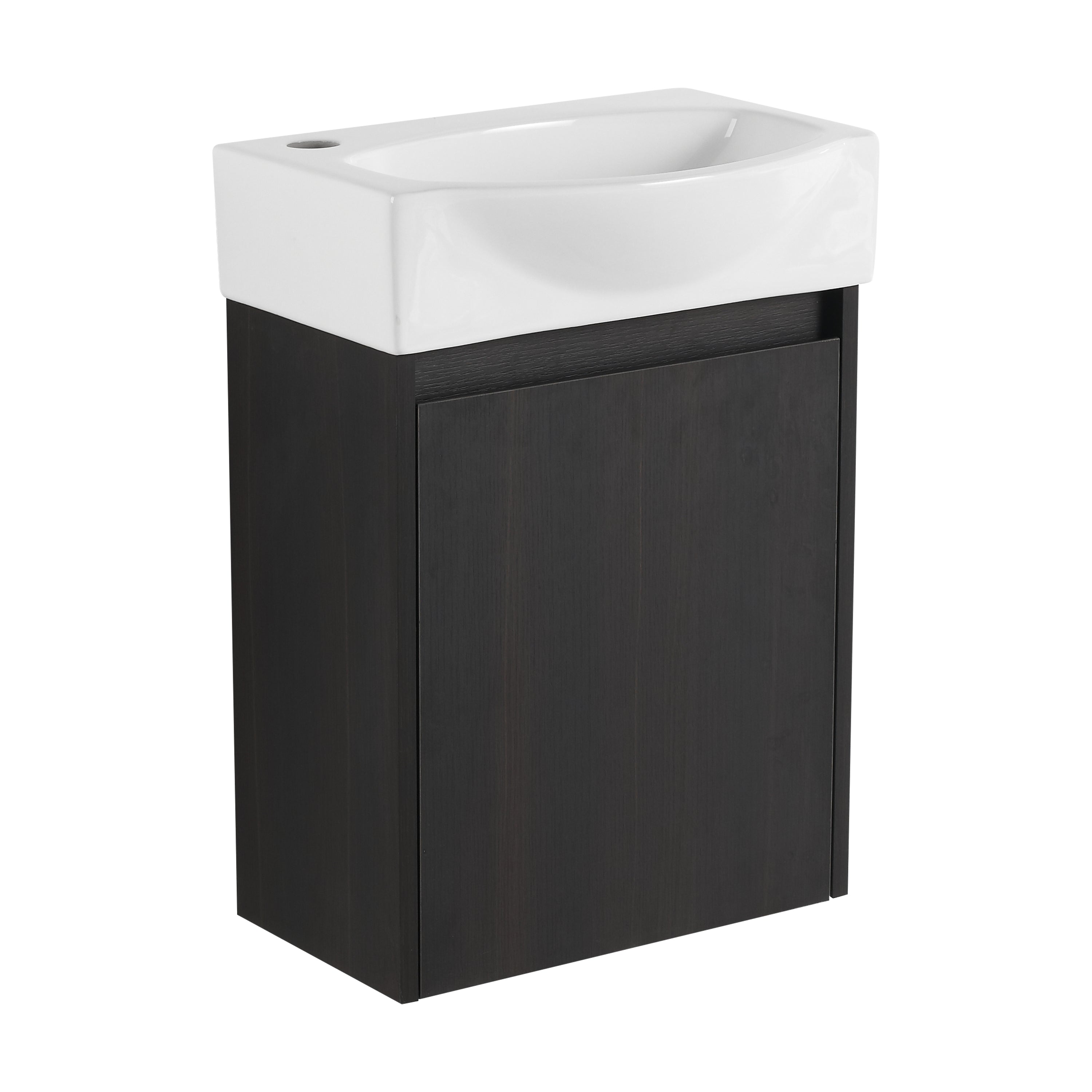 Modern Black 16' Bathroom Vanity Sink Combo with Ceramic Sink and Cabinet for Small Spaces