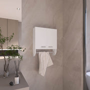 Optim Medicine Cabinet with towel holder 17.4' Wide Medice Cabinet Organizer with Two interior Shelves and Tower Holder for Bathroom, Kitchen, Mudroom