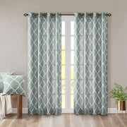 Fretwork Print Grommet Top Window Curtain Panel(Only 1 Pc Panel)