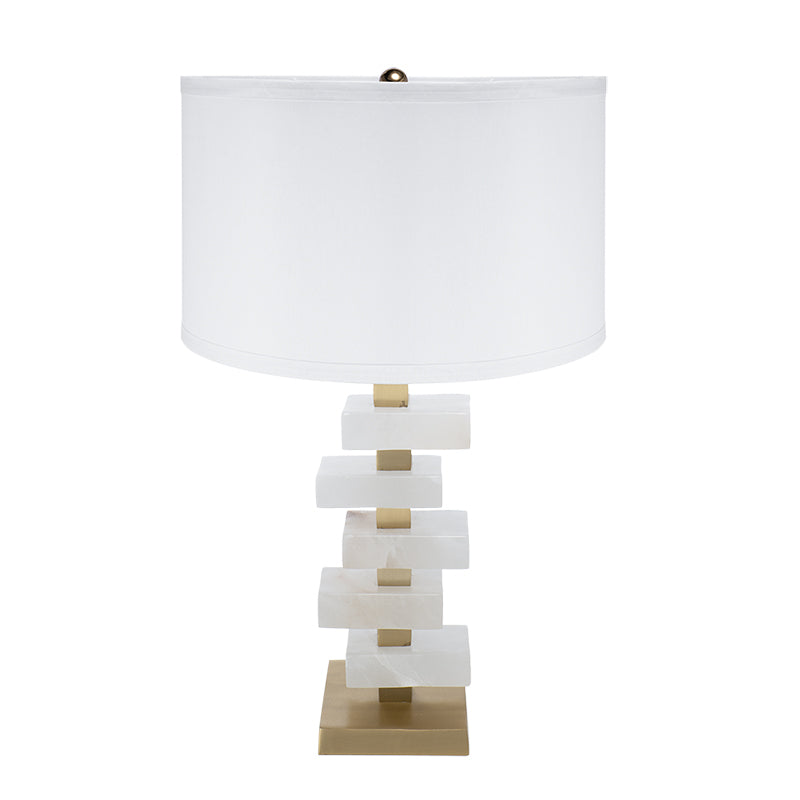 D15x26.7' White and Gold Alabaster Slab Table Lamp (Lamp Shade Assembly Required)