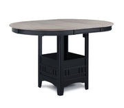 1pc Casual Counter Height Kitchen 18' Extendable Leaf Storage Table Pedestal Base Design Wooden Dining Room Two-Tone Finish Light Grey