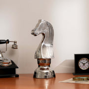 Decorative Hammered Nickel Finish Chess Horse Sculpture – Elegant Table Accent (5.5x5.5x14')