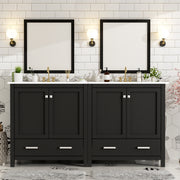 60' Black Bathroom Vanity Set with Double Vanities (Separate), Double Ceramic Sinks, Storage Shelf, and Divided Drawers  (Mirror not included)– Modern Bathroom Solution for Spacious Bathrooms
