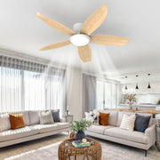 42-inch Wood Grain Finish Blades High Airflow Easy-Install Plug-in ABS Blade Ceiling Fan Light
