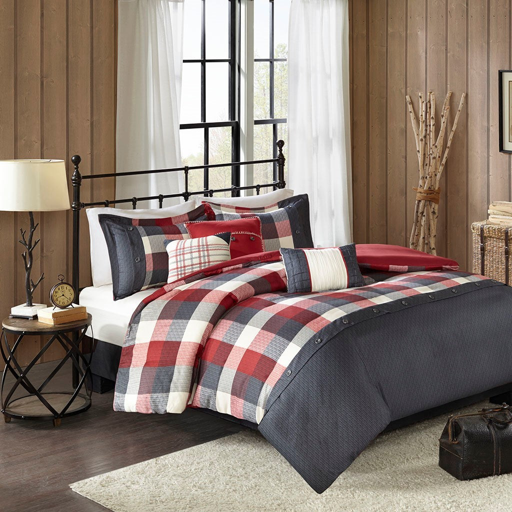 Full/Queen 6 Piece Herringbone Duvet Cover Set
