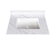 Elegant Bathroom Vanity Top with Undermount Sink, White Sintered Stone, 31 Inch Carrara Marble Design