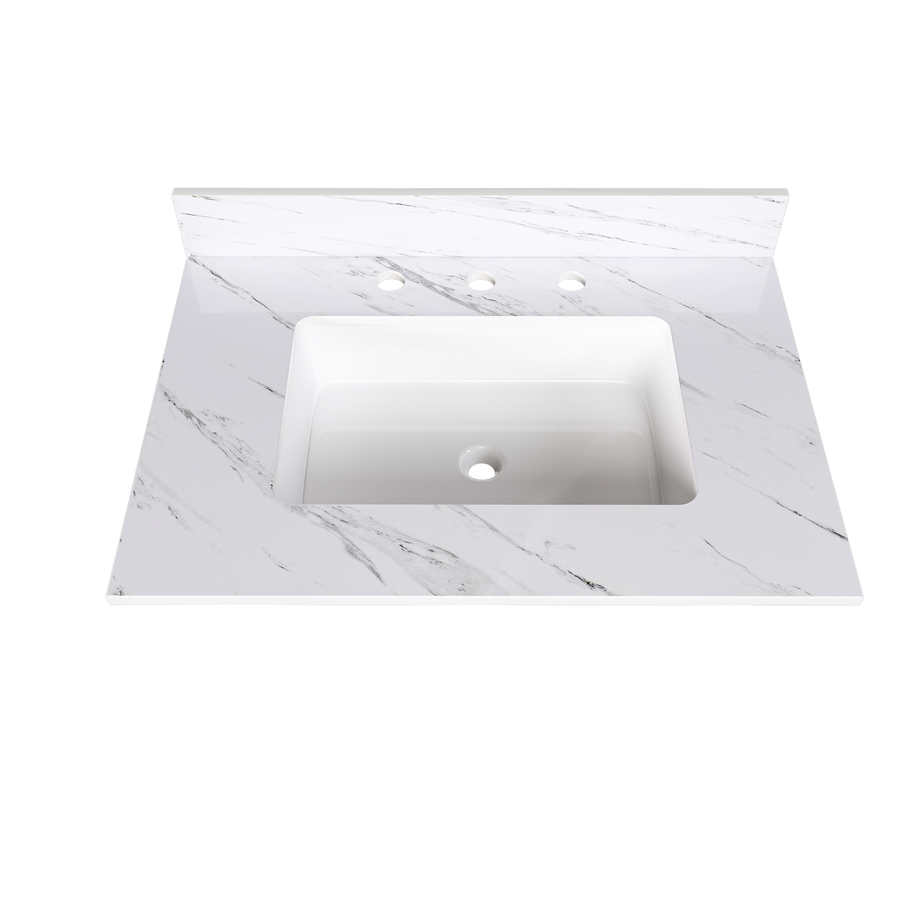 Elegant Bathroom Vanity Top with Undermount Sink, White Sintered Stone, 31 Inch Carrara Marble Design