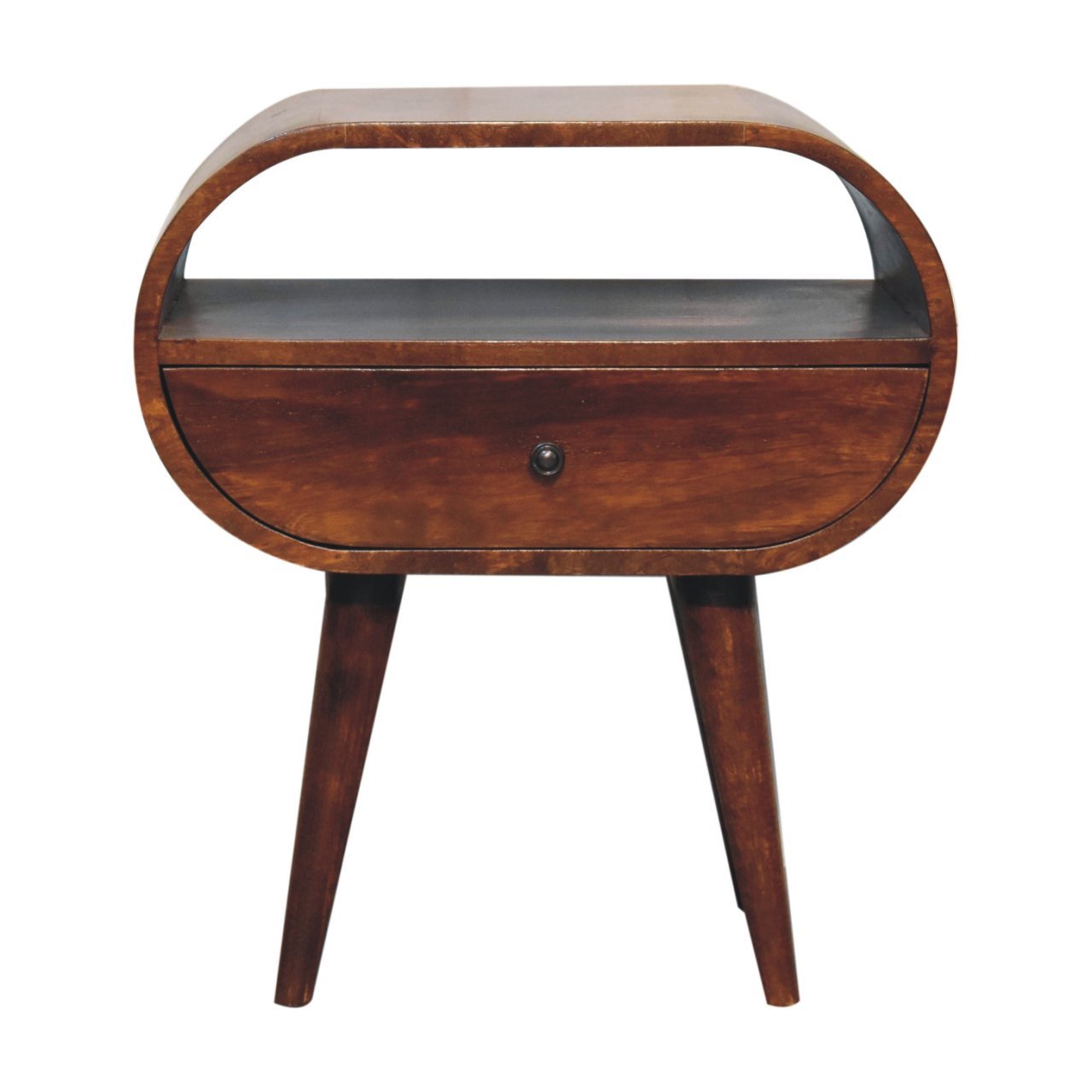 Solid wood Large Chestnut Circular Open Bedside