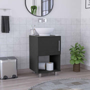 Gouda 18' Single Bathroom Vanity, One Open Shelf, Single Door Cabinet -Black