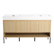 Modern 60' Bathroom Vanity Combo with Single Resin Sink and Storage Cabinet in Oak Finish