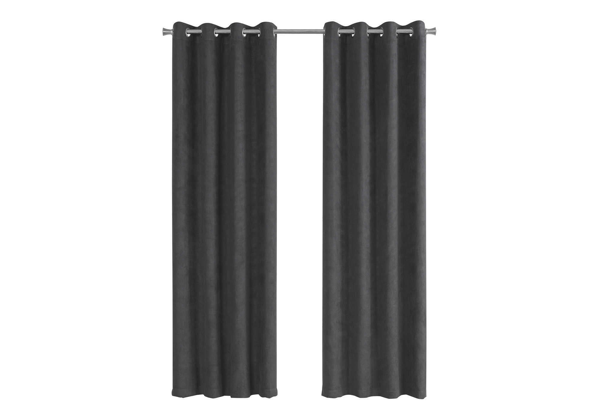 Curtain Panel, 2pcs Set, 54'w X 95'l, Room Darkening, Grommet, Living Room, Bedroom, Kitchen, Grey Micro Suede, Contemporary, Modern