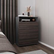 Dresser, 4 Drawers, 1 Shelf, Matt Gray / Dark Oak