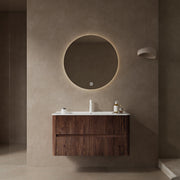 NOOR 36' Bathroom Vanity with Sink, Wall-Mounted Floating Plywood  Bathroom Storage Cabinet with 2 Drawers, White Ceramic Basin, NO Faucet, Pre-assembled, Retro Walnut Woodgrain Color