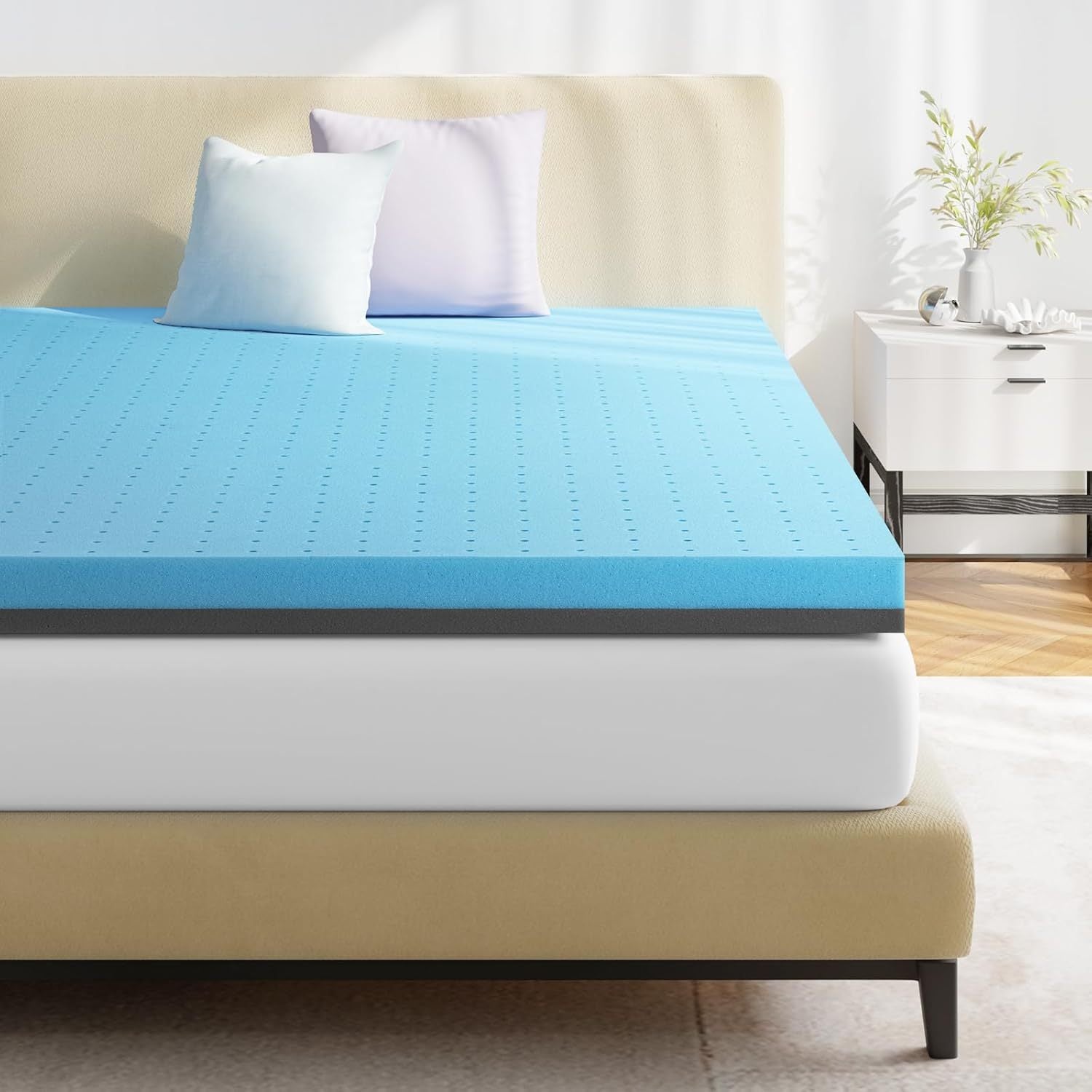 King Mattress Topper, 3 Inch Gel Infused Memory Foam Mattress Topper, Cooling Mattress Pad for Pressure Relief Back Pain, CertiPUR-US Certified