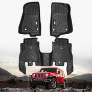 MKR Waterproof and Stain-resistant TPE Car Floor Mats Black 3 PCS For Jeep Wrangler JL 2018+ 4 Doors Model ( Not Fit for Jeep Wrangler JK or 4XE)
