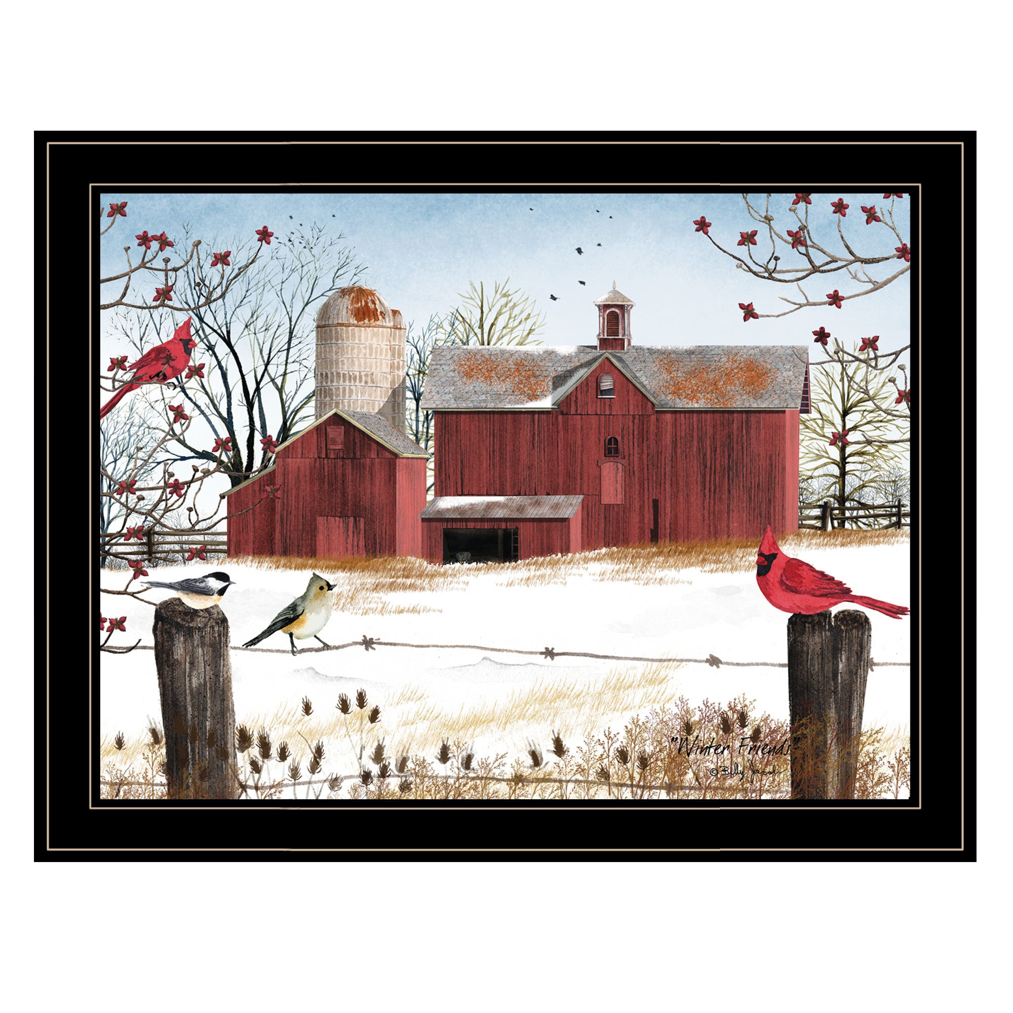 'Winter Friends' by Billy Jacobs, Ready to Hang Framed Print, Black Frame