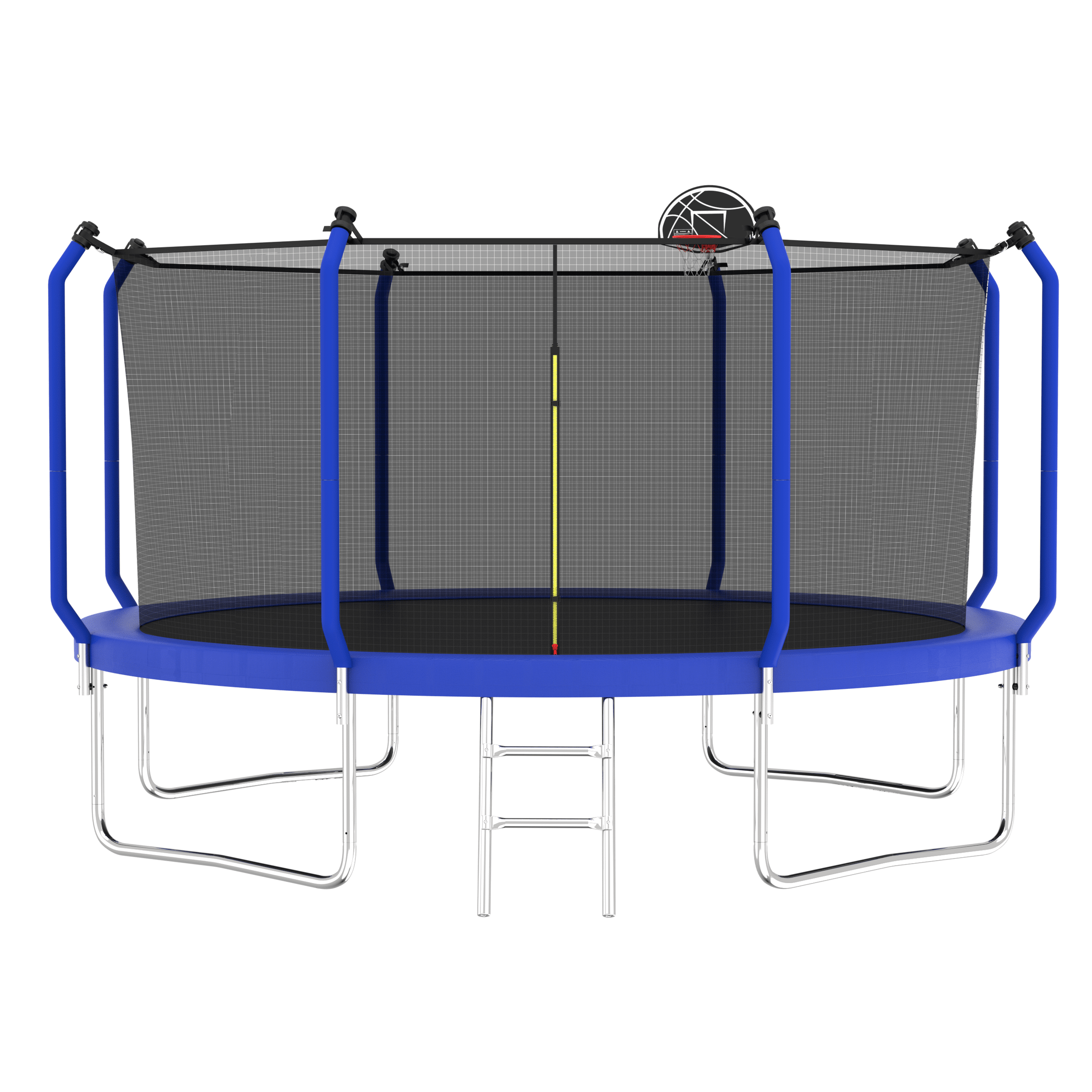 12FT Trampoline with Basketball Hoop, ASTM Approved Reinforced Type Outdoor Trampoline with Enclosure Net