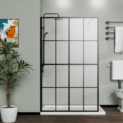 Goodyo 46' X 72' Shower Screen Walk-in Wet-room Black