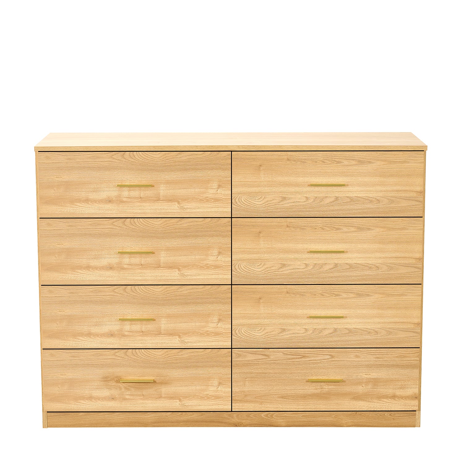 Modern Natural 8-Drawer Dresser for Bedroom with Ample Storage, Sturdy and Safe, Engineered Wood