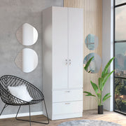 Vico 76' High Armoire Wardrove Closet with 2 Drawers, Double Door Cabinet , One Shelf and Hanging Rod, Bedroom Clothes Storage Cabinet Organizer