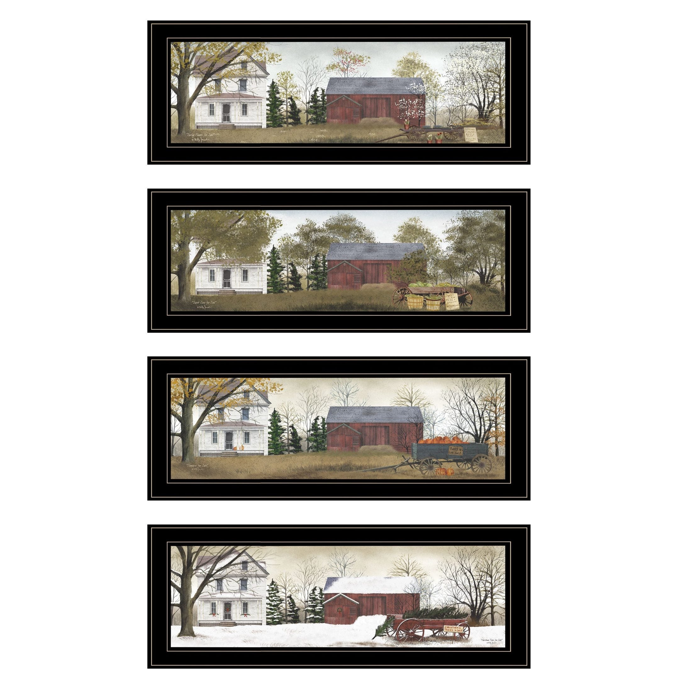 'Season's Collection' 4-Piece Vignette by Billy Jacobs, Black Frame