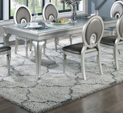 Traditional Dining Table Rectangle Table Silver Hue 1pc Dining Table Glass Insert Dining Room Furniture