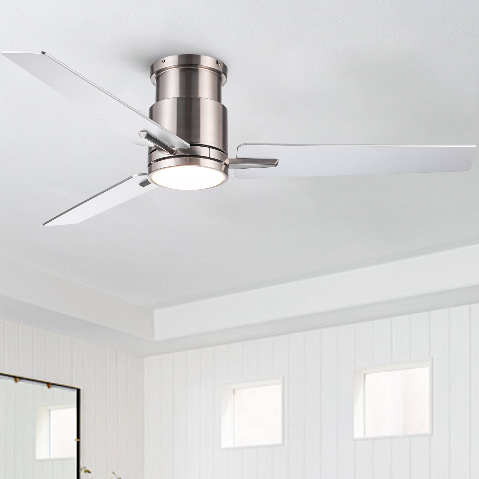 52' Brushed Nickel Lowe Profile Ceiling Fan with Light