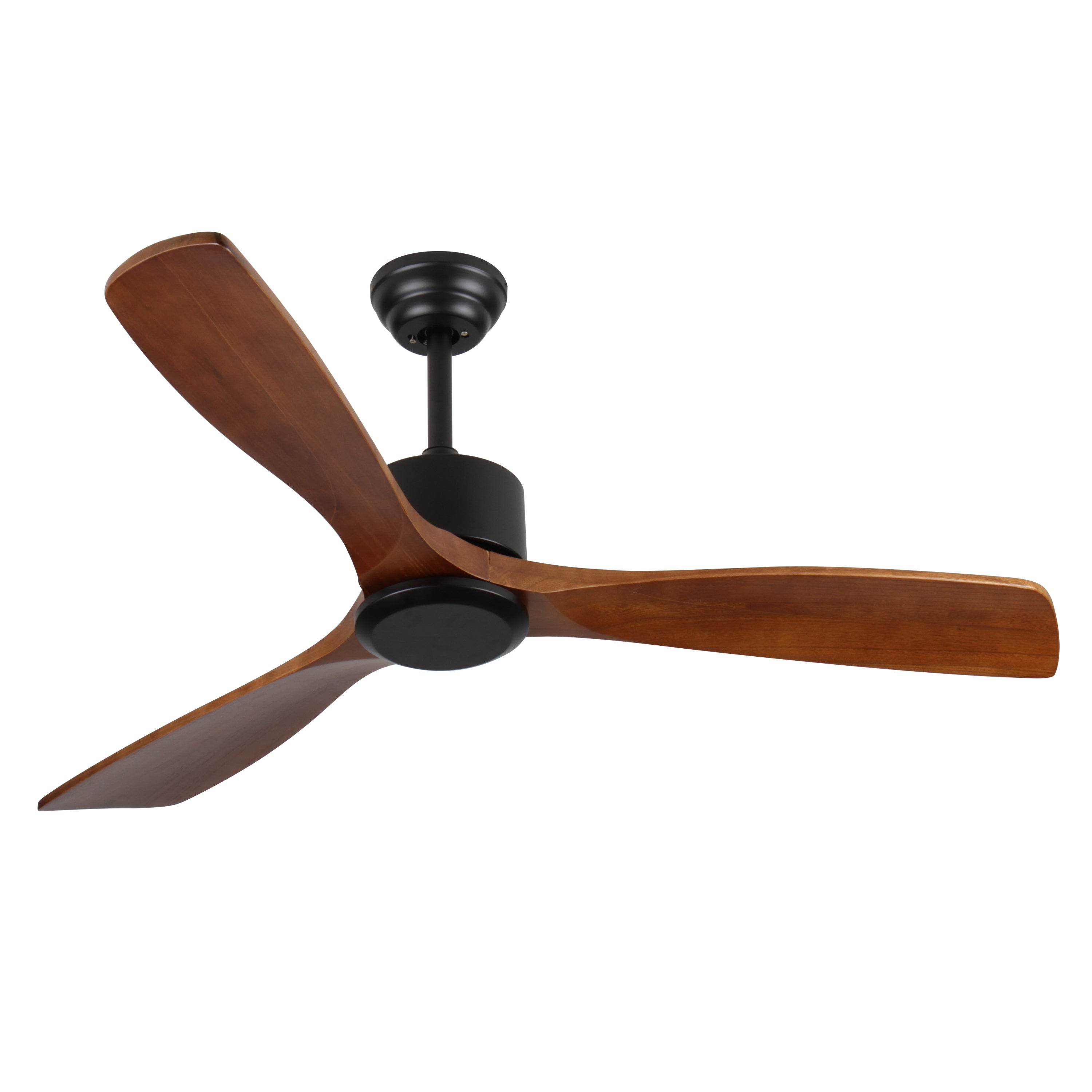 52' Wood Ceiling Fan NO light, 3 Reversible Blades, with 6 Speeds Reversible DC Motor,Low Profile Ceiling Fan with no light for Living Room Kitchen Bedroom