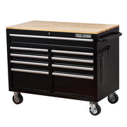 Extra-Deep 46In 9-Drawers Rolling Tool Chest, Mobile Tool Storage Cabinet/Work Bench with Wooden Top/Power Strip, Equipped with Casters, Handle, Liner, and Locking System, 1200 lbs Capacity