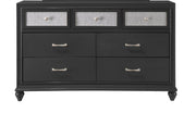 1pc Luxury Glam Seven Drawer Bedroom Dresser with Two-Toned Drawer Black Finish Shimmering Accents Bedroom Solid Wood Wooden Furniture