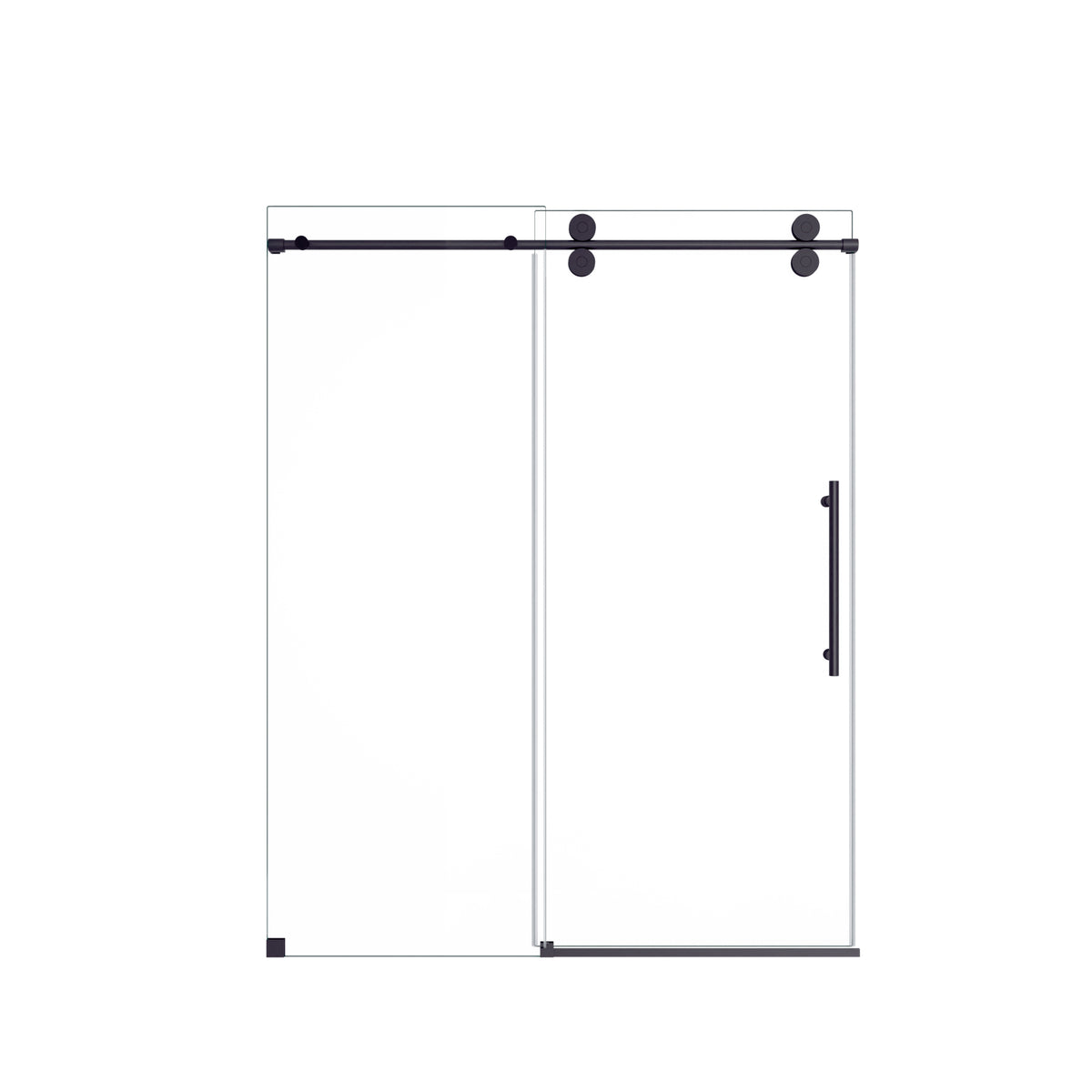 Frameless Single Sliding Shower Door with Clear Tempered Glass and Matte Black Finish, 56'-60'W x 72'H