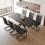 62.4' extendable 78.15' dining Table Set for 6-8 Person for Dining Room,C-shaped Tube Soft padded armless dining chair and Very large Dining Room Table Kitchen Table Chair Set with metal Legs